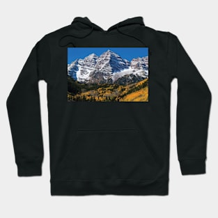 Trees With Mountain Range In The Background Maroon Bells Hoodie